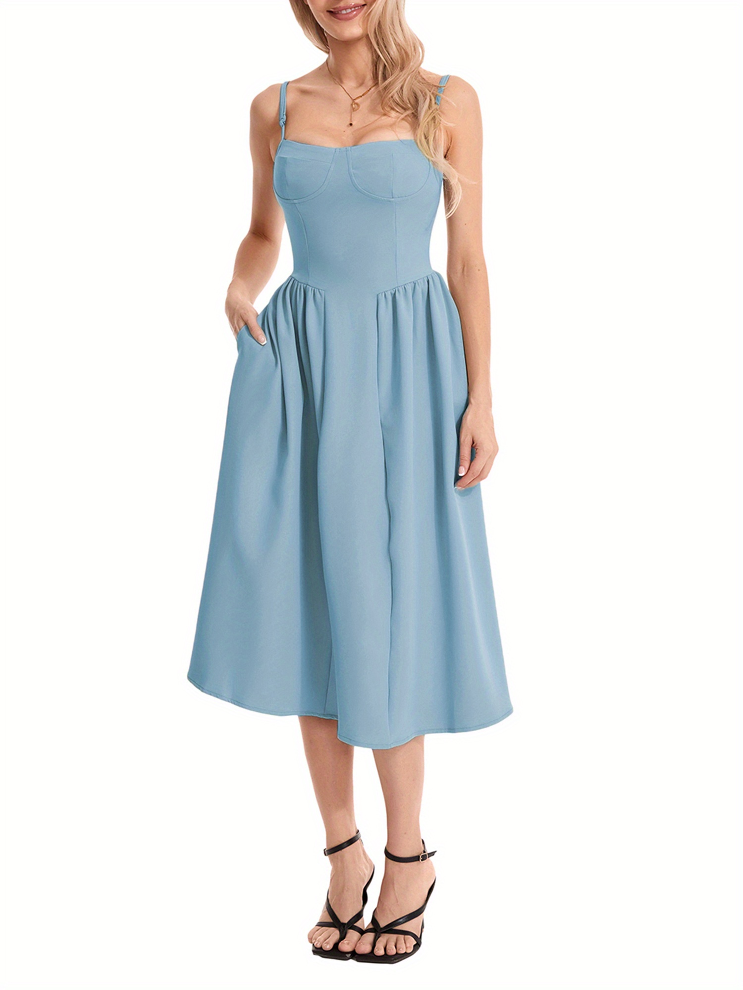 low cut a line dress Abbey Lace-Up Slit A-Line Satin Formal Dress