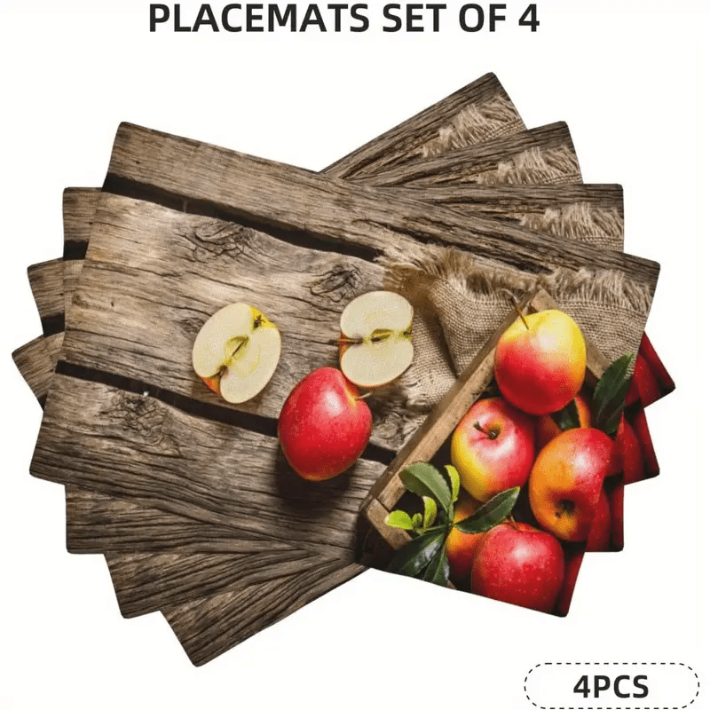 

Placemats Set Of 4 - 12" X 18" - Kitchen And Dining Room Decor - Machine Washable - Rectangular - Polyester Cover