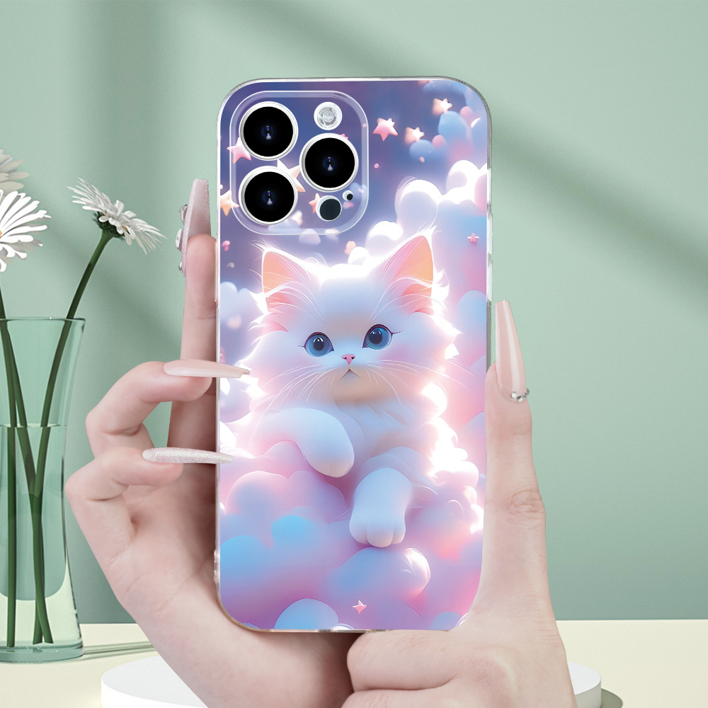 TEMU Creative, Minimalist, Stylish, And Cute Cat Pattern Phone Case For Iphone
