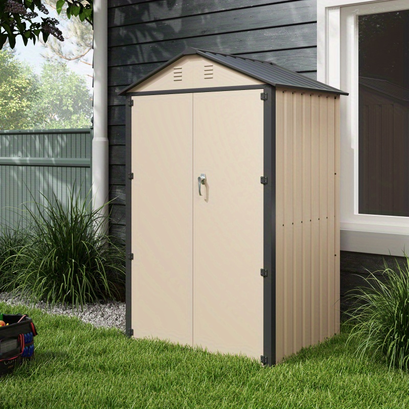 Outdoor Storage Shed Steel Metal Lockable Garden Shed Tiny - Temu