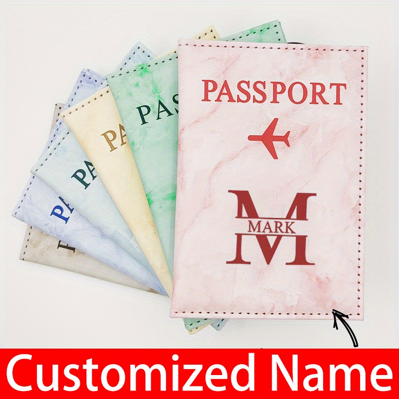 

Personalized Text Name Pattern Passport Cover, Pu Passport Cover For Men And Women, Travel Flight Passport Bag, Ideal Gift For Students To School, Travel Accessories For Outdoor Vacations