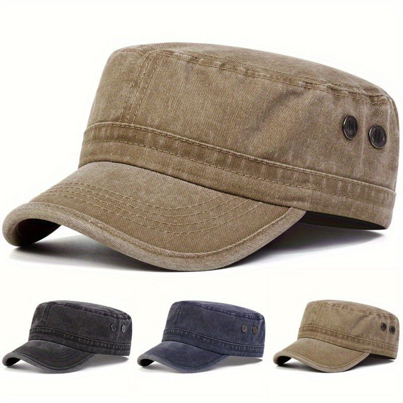 

1pc Men's Wash Flat Cap, Outdoor Sport Sunscreen Leisure Hat, For Travel And Beach Vacation