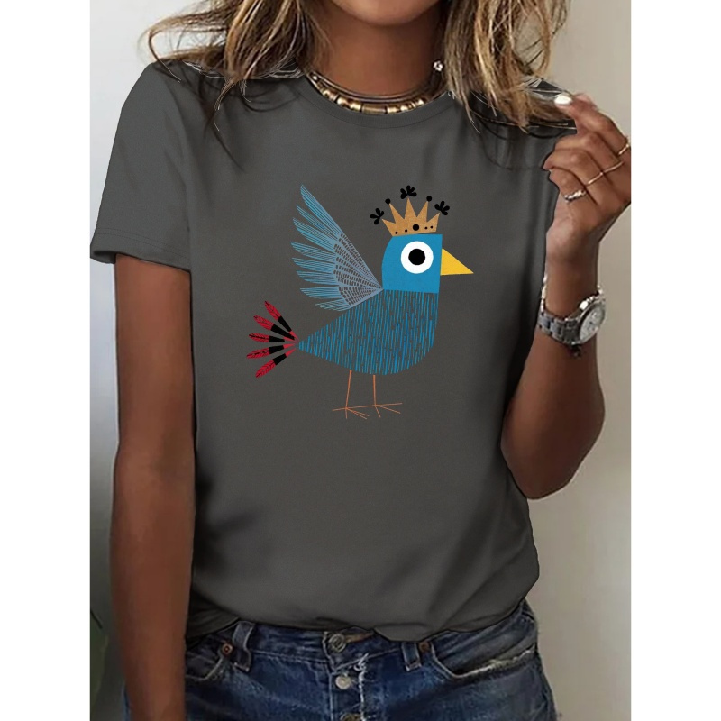 

Whimsical Bird Illustration Pure Cotton Women's T-shirt, Comfort Fit