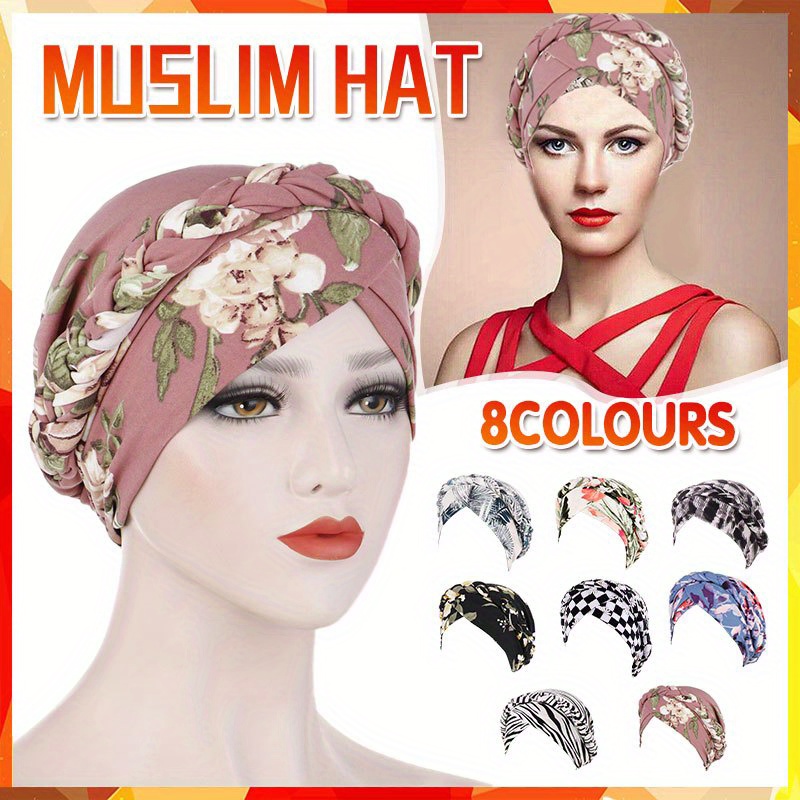 8 Colors Elegant Floral Satin Turban Head Wrap