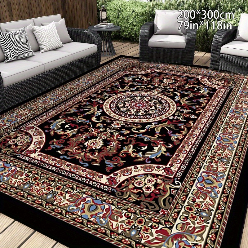 

Luxurious Velvet Persian-inspired Area Rug With Non-slip Backing - Comfortable & Stylish, Perfect For Living Room And More - Easy Clean, Machine Washable, Multiple Sizes Available