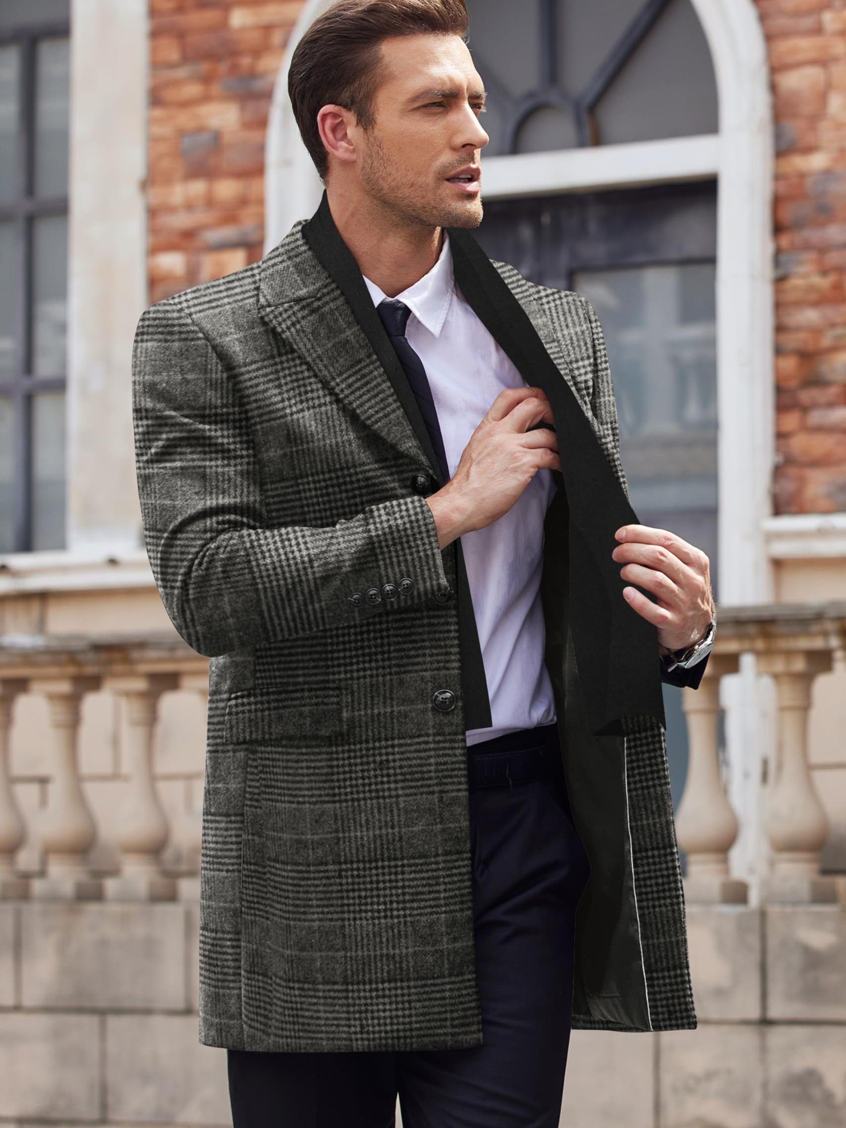 Men's Peacoat Generic Male Autumn And Winter Trench Coat Double