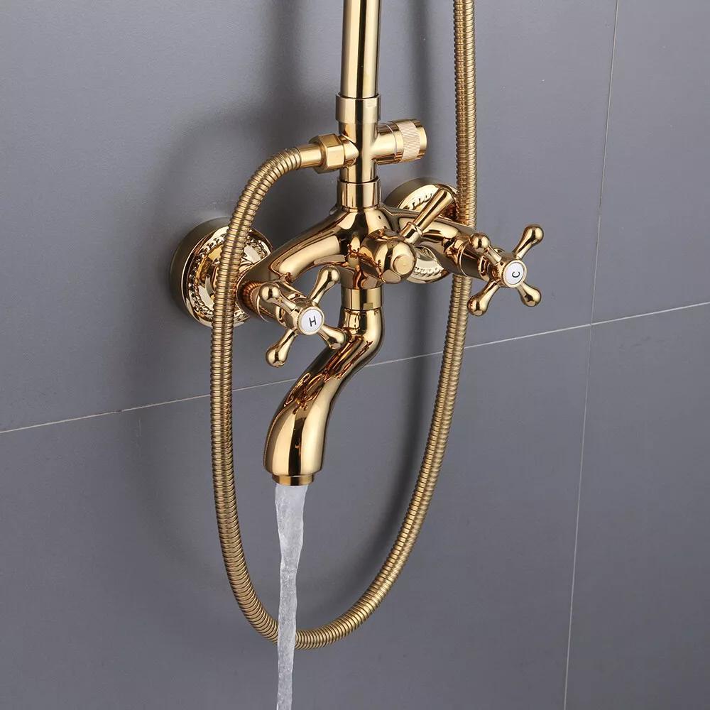 Retro Golden Shower Set Shower Fitting Bathroom Shower System Rain Shower with Hand Shower