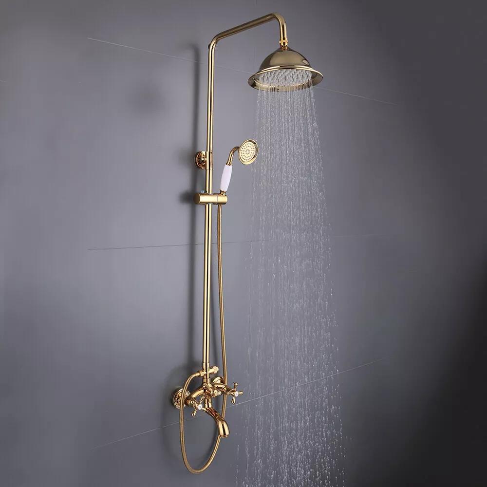 Retro Golden Shower Set Shower Fitting Bathroom Shower System Rain Shower with Hand Shower