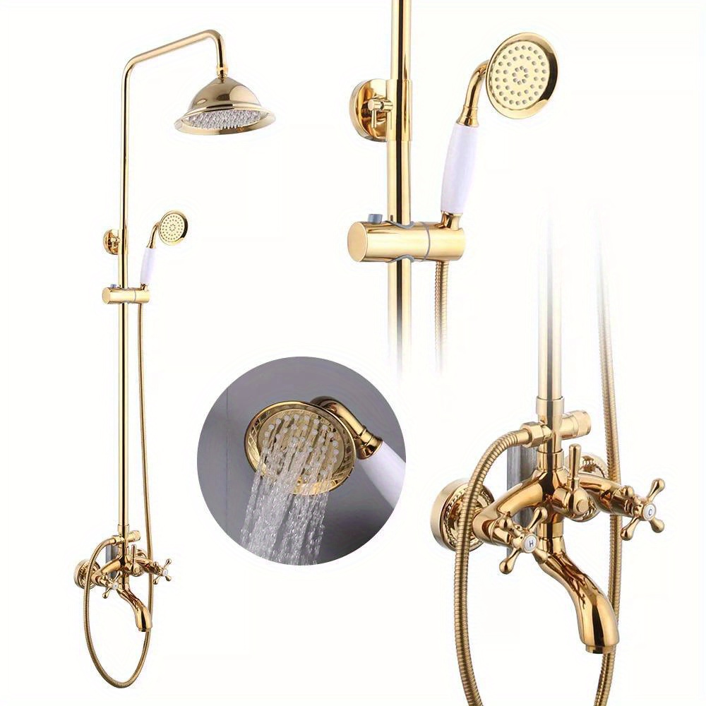 Retro Golden Shower Set Shower Fitting Bathroom Shower System Rain Shower with Hand Shower