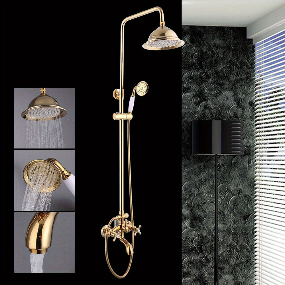 Retro Golden Shower Set Shower Fitting Bathroom Shower System Rain Shower with Hand Shower