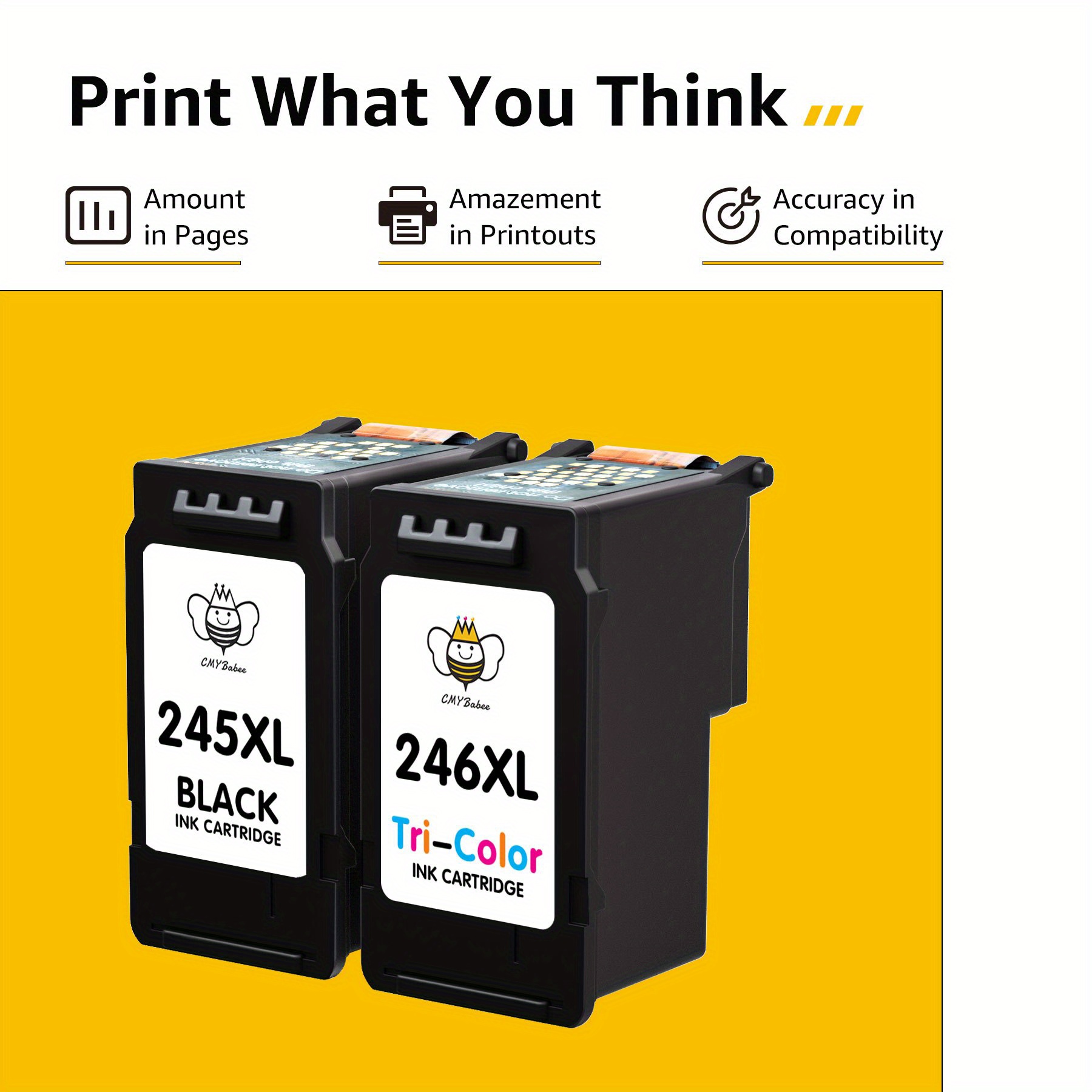 PG-245XL CL-246XL Ink Cartridge Combo – For Canon PIXMA MG2520 MG2522 TS3122 MX490 MX492, 3-Year Warranty