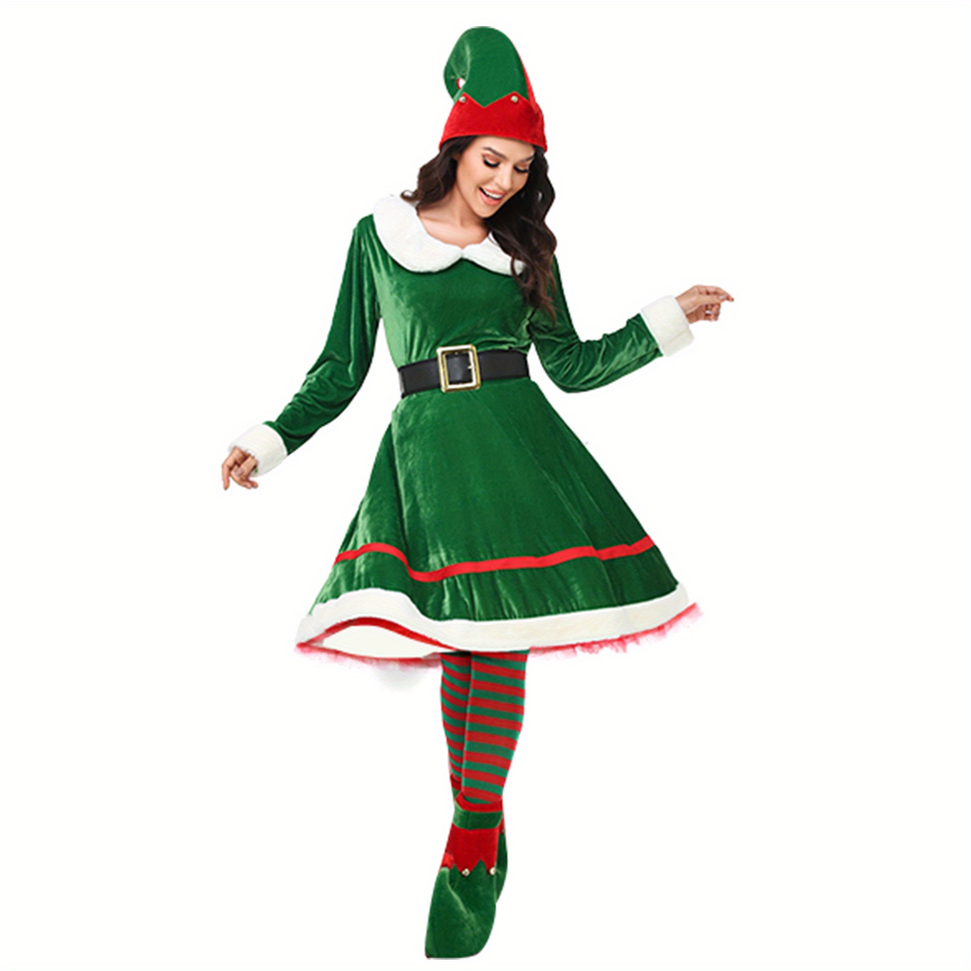 

Christmas Elf For Women, Polyester Lapel , Long Sleeve, And , Pattern, For Outfit