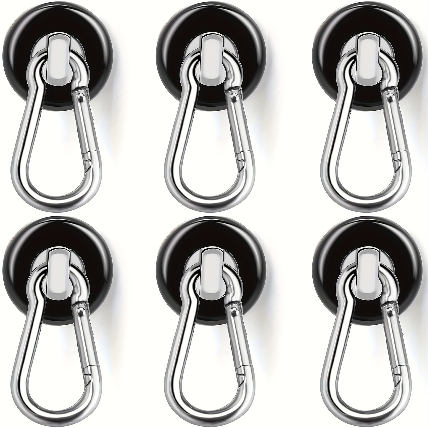 

6/12 Pack Heavy Duty Metal Magnetic Hooks With Swivel Carabiner, Round Refrigerator Magnet Hooks For Kitchen Organization