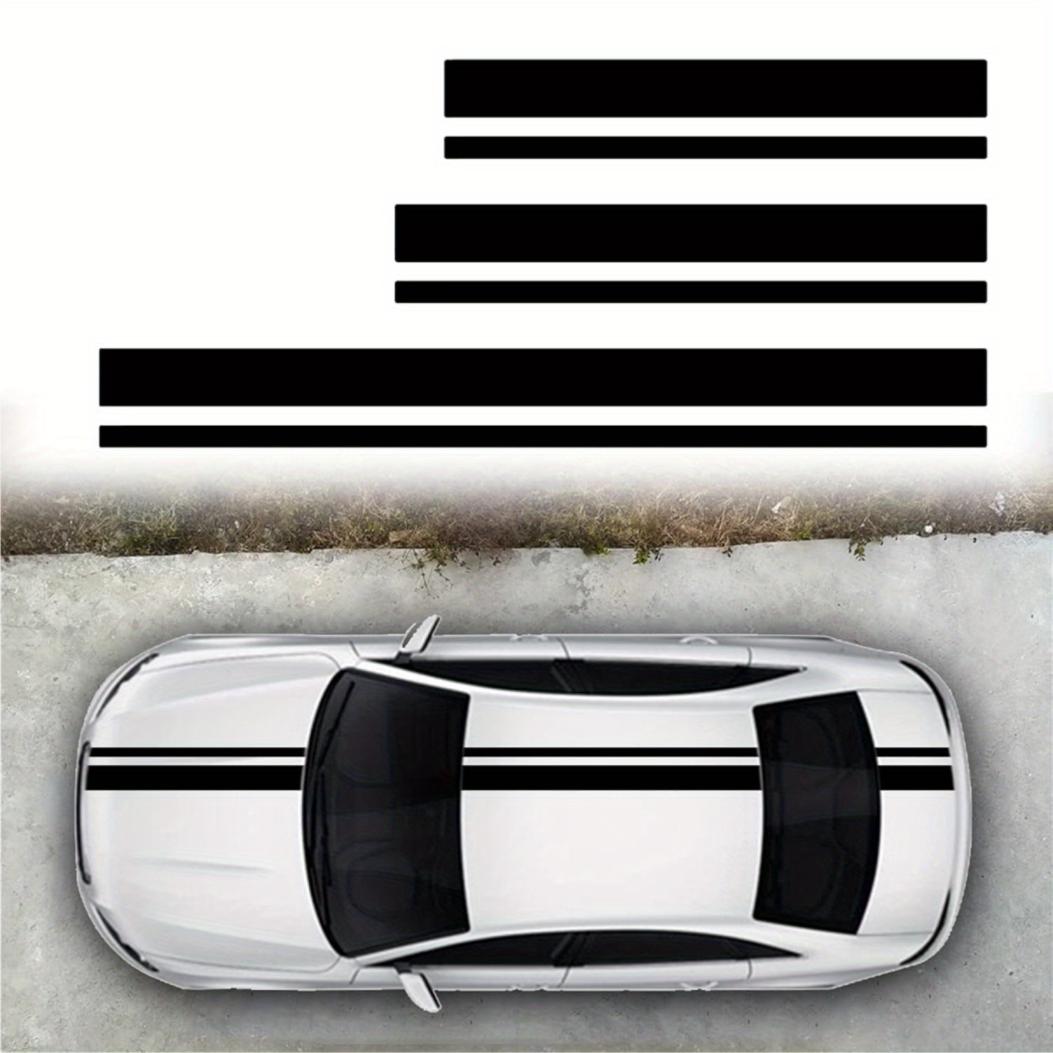 Image of 3pcs, Minimalist Long Strip Car Decals, Suitable For On Hood, Tailgate And Car Body, , Waterproof And Heat-resistant Striped Pattern.