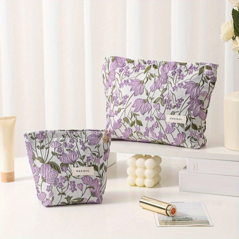 

Lavender Makeup Bag - Portable Cosmetic For & Toiletries, Non-waterproof Polyester