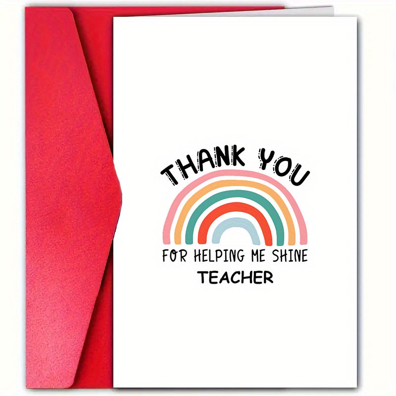 Thank Teacher Greeting Card Envelope Appreciation Card - Temu