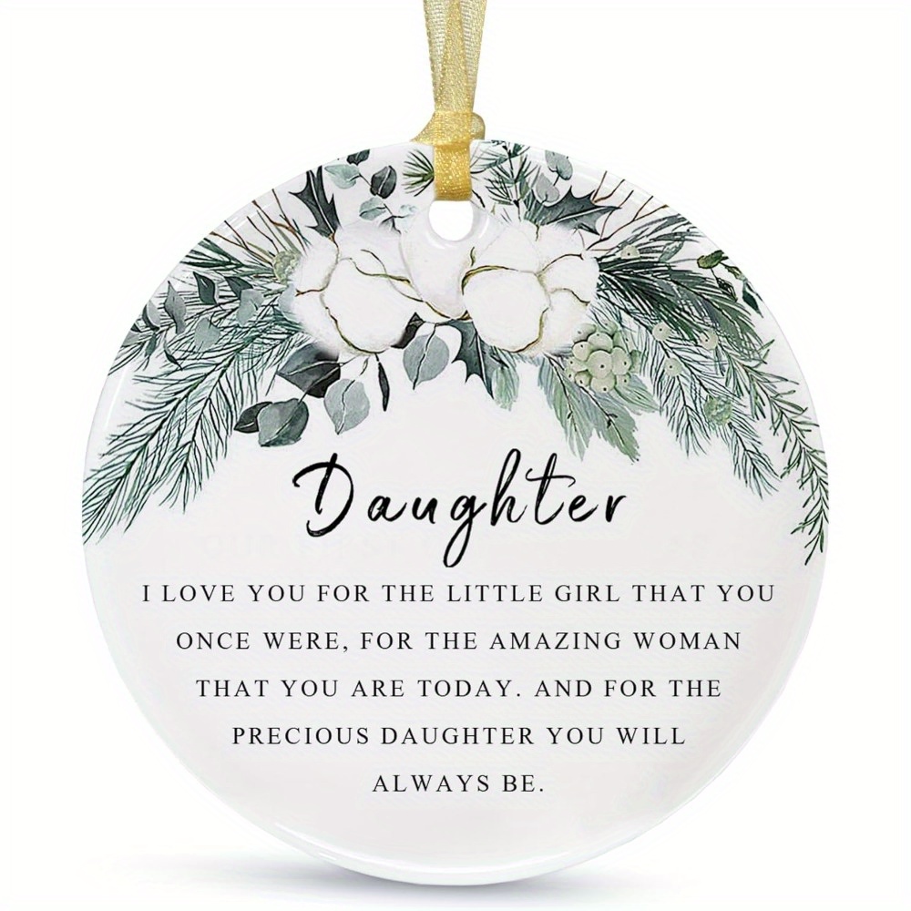 

2pcs To My Daughter Ornaments Gift From 2024 Christmas Ornament For Daughter Forever Pendant From Mom Dad Gift Ceramic Tree Decorations With Gift Box