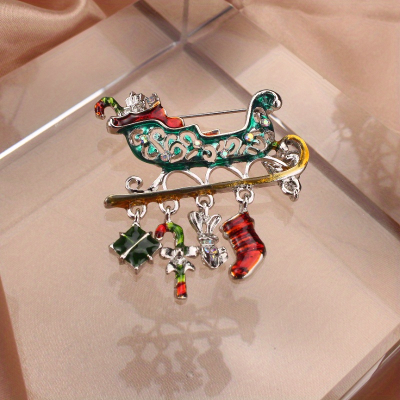 

Elegant Christmas Sleigh Brooch - Accessory For Clothes, Bags & Hats | Holiday Parties & , Plus Size Christmas Outfits