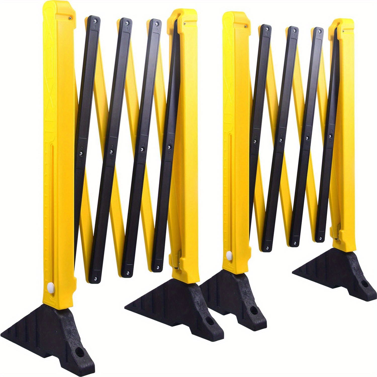 

[2 X 8.5' Ft] Expandable Barricades Yellow Black Portable Temporary Barriers With Heavy Feet Base, Safety Gate For Indoor & Outdoor, Plastic Retractable Fence Flexible Crowd Control Guard