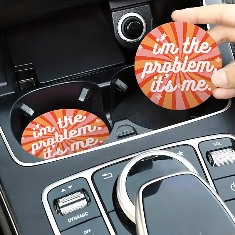 

2pcs 'i'm The Problem, Me' Swift-inspired Waterproof Car Coasters - Easy Removal, Cup Holders