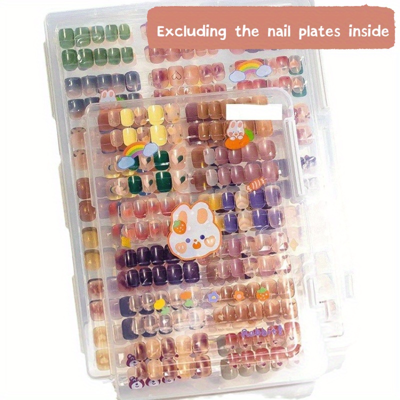 

2pcs Large Box+small Box Nail Art Wearing Nail Storage Box, Dust-proof Transparent Storage And Organizing Book, Nail Piece Style Work Display Box, Other (accessory Organizers)