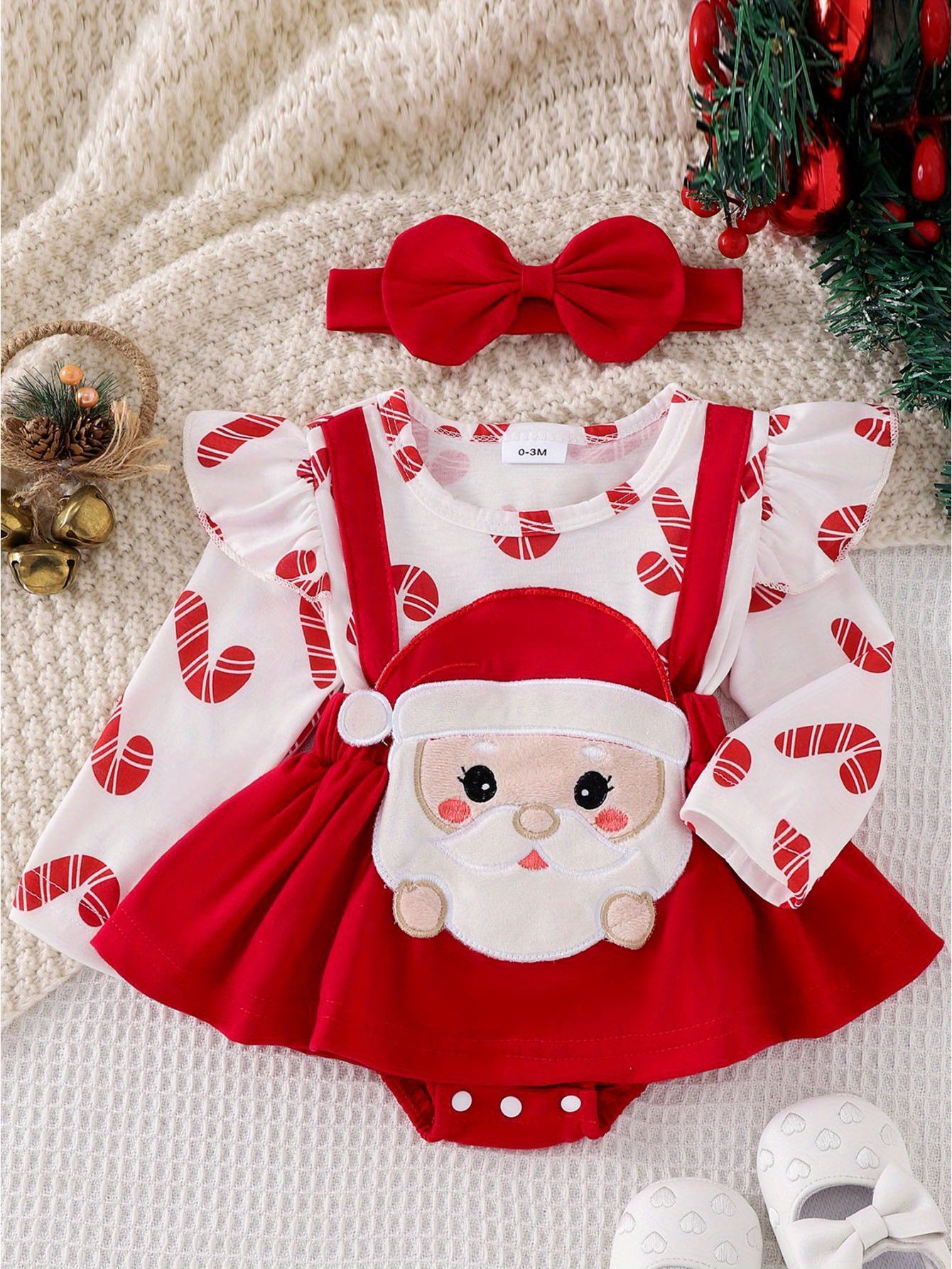 newborn christmas outfit baby girl santa embroidery romper - Temu Canada
