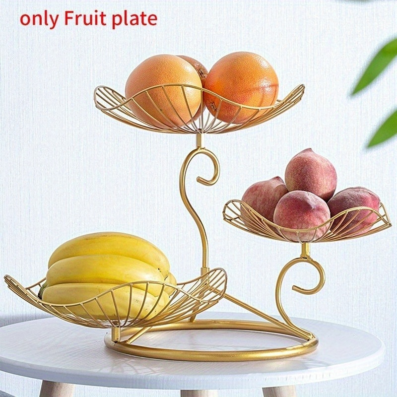1pc Three-layer Storage Tray Leaf Shaped Nordic Style Wire Basket Kitchen Organizer Home Decor Fruit Plate Snack Rack…: retailer-supplied image