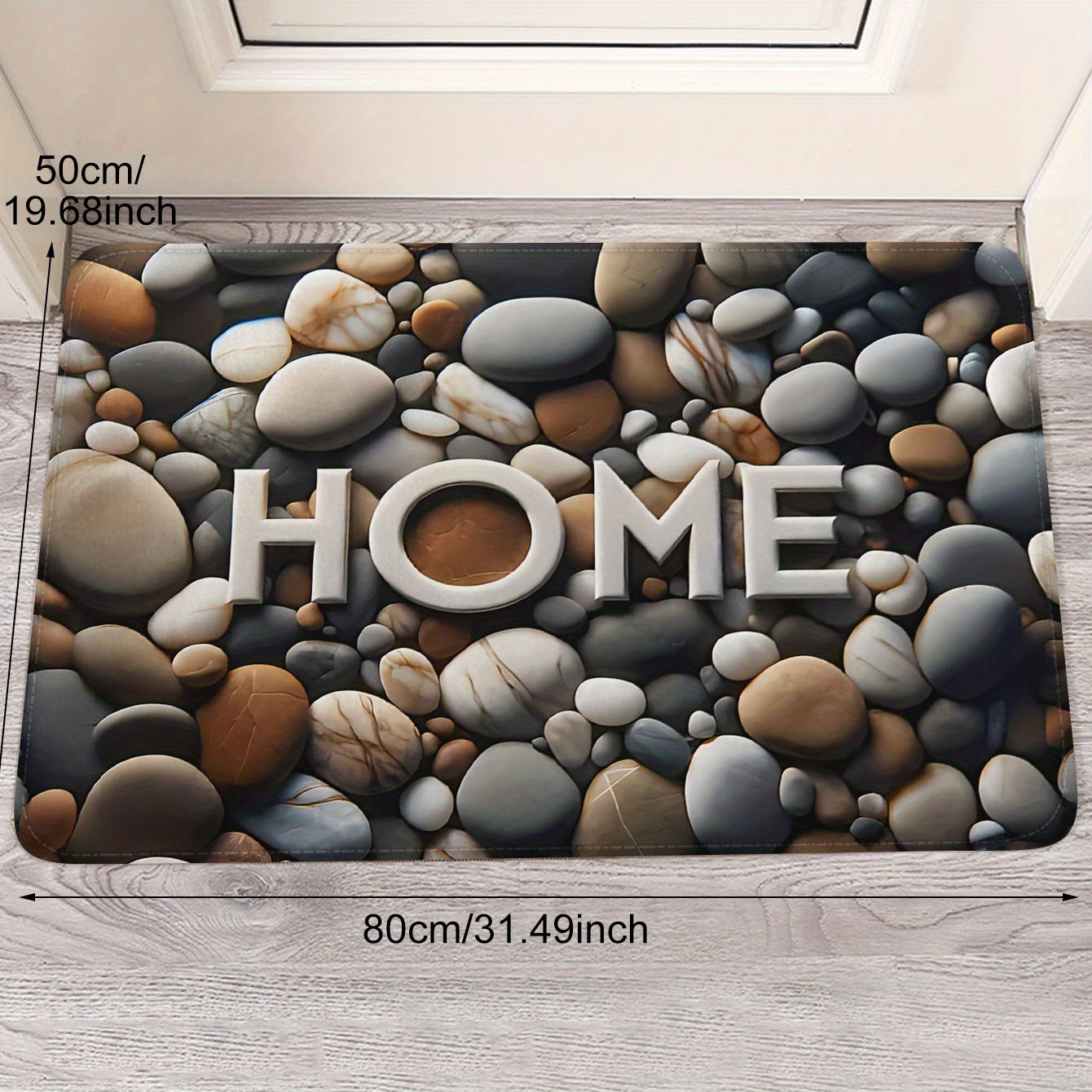 1pc polyester doormat with pebble print stain resistant lightweight non slip rectangle entrance mat for indoor use     for christmas halloween thanksgiving graduation labor day welcome home rug details 2