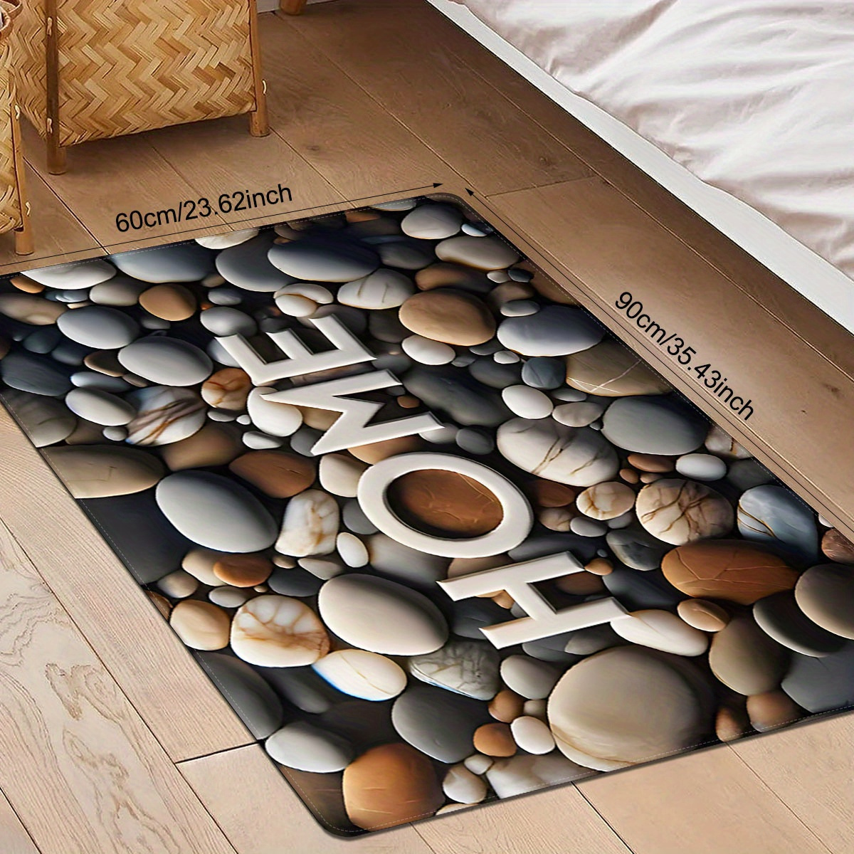 1pc polyester doormat with pebble print stain resistant lightweight non slip rectangle entrance mat for indoor use     for christmas halloween thanksgiving graduation labor day welcome home rug details 3