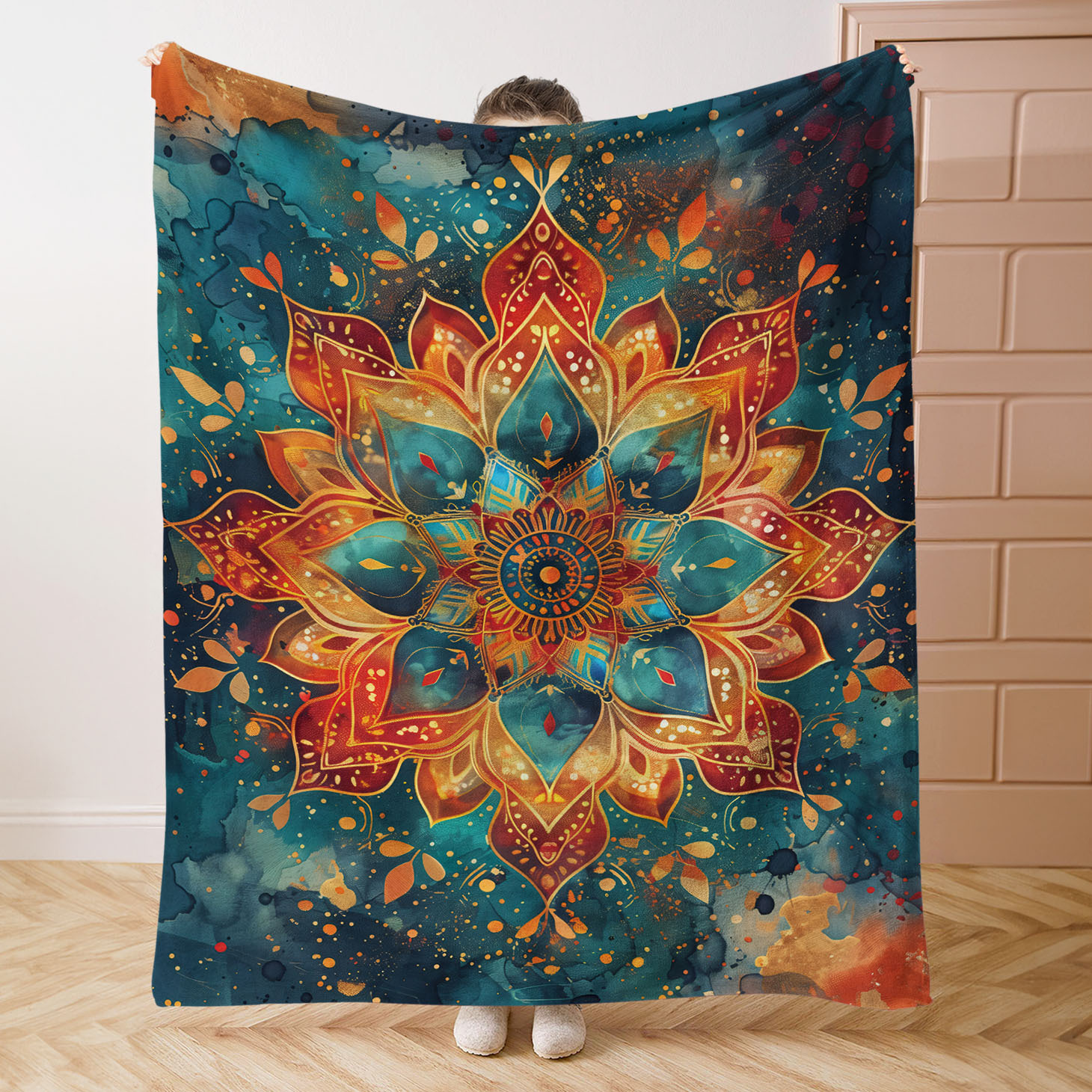 

Cozy Bohemian Mandala Flannel Throw Blanket - Soft, Warm & For Bed, Sofa, Office, And Camping