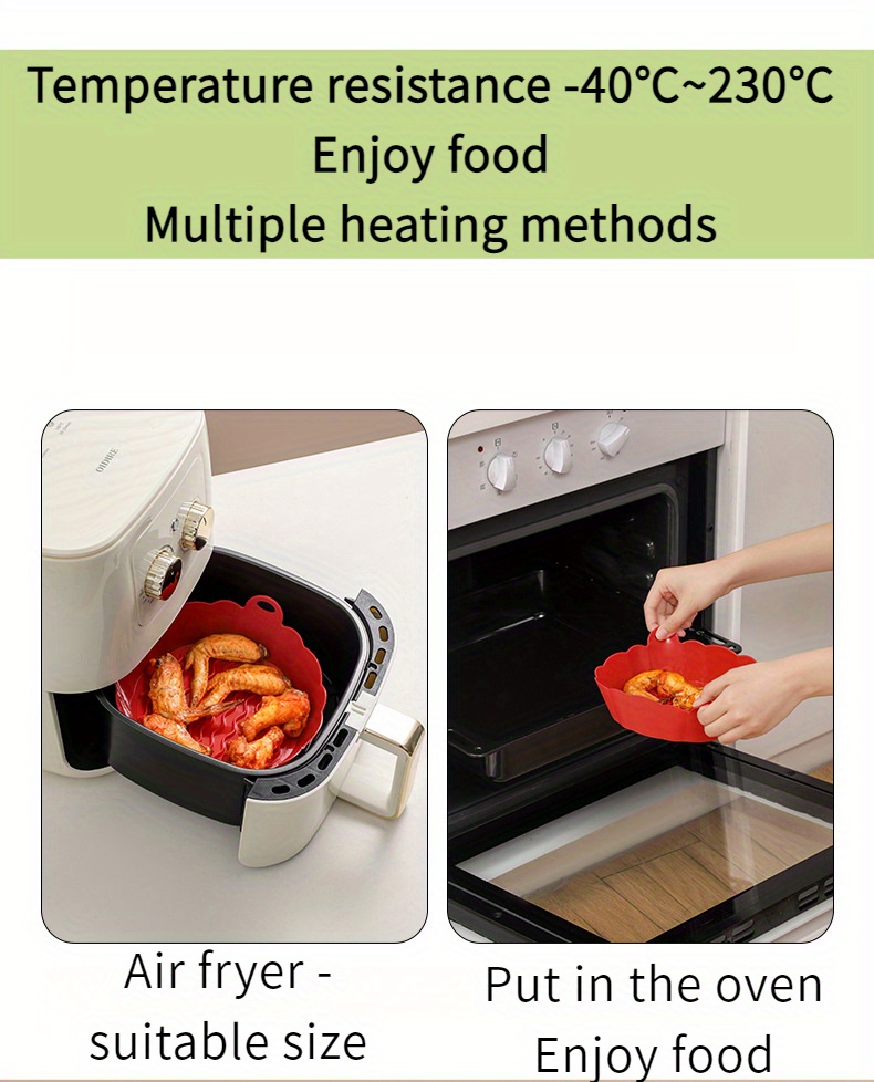 1pc silicone air fryer pot reusable flower pattern air fryer basket non stick heat resistant bpa free multipurpose microwave oven accessory details 8