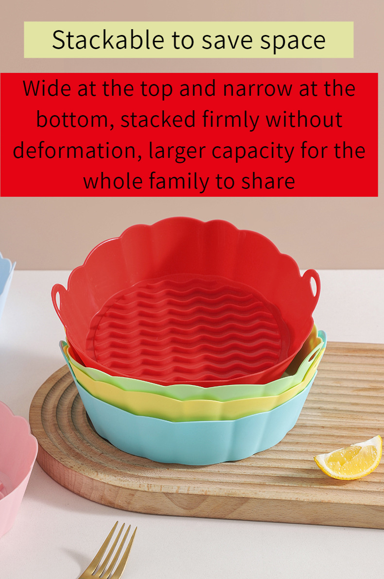 1pc silicone air fryer pot reusable flower pattern air fryer basket non stick heat resistant bpa free multipurpose microwave oven accessory details 9