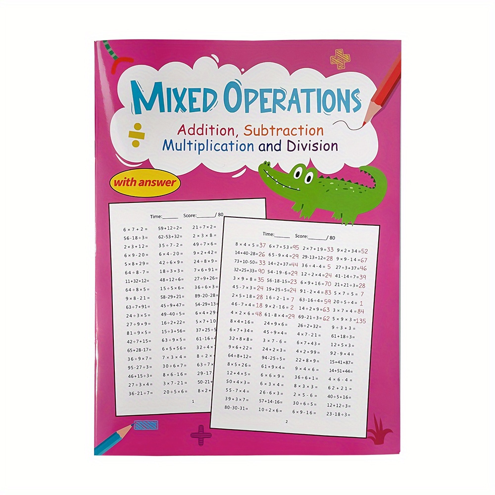 A Math Practice Workbook Featuring Addition, Subtraction, Multiplication, And Division Exercises, Complete With , Designed For Aged 3 And Up To Enhance Their Early Skills