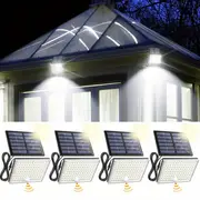 1 2 4 pack 16ft cable solar outside lights with 113 bright led 9000 sensor outdoor flood lights dusk to security light for garden barn porch details 0