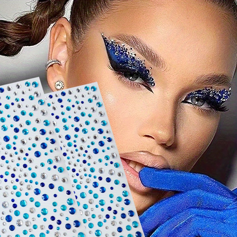 

1 Set 1-2pcs Blue Multi- Gem Stickers Makeup Holiday Party Y2k Diy Eyes Face Jewels Stickers Dance Performances Party Concert Wedding Makeup Aeisage Art Gifts Fake Tattoos