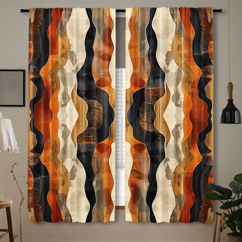 

2pcs Set African Fabric Print Curtains - Rod For Easy Hanging, Bedroom & Living Room Decor, Machine Washable (rod Not Included)