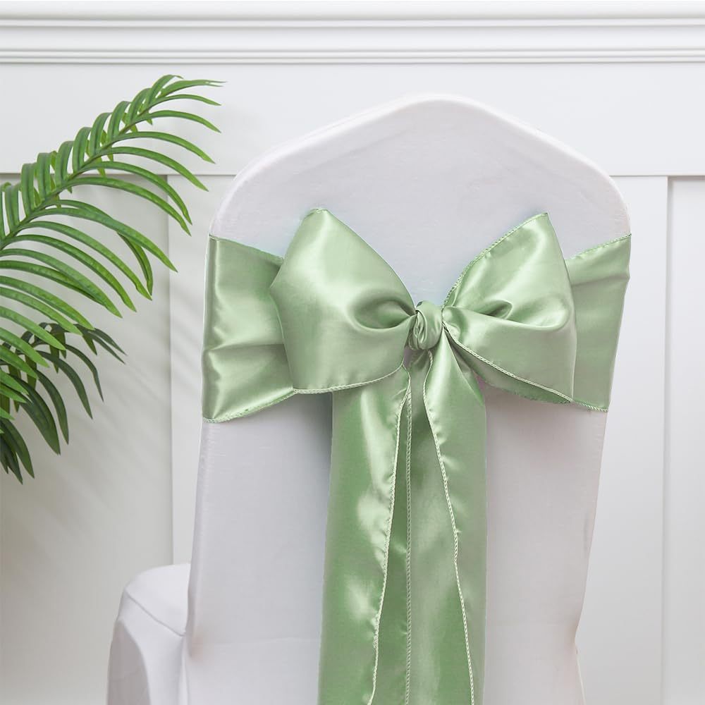 E-shop 12er-Pack Salbeigrüne Stuhlschleifen - Elegante Polyester-Bundschleifen für Hochzeiten, Babypartys, und Hoteldekoration für wohnung