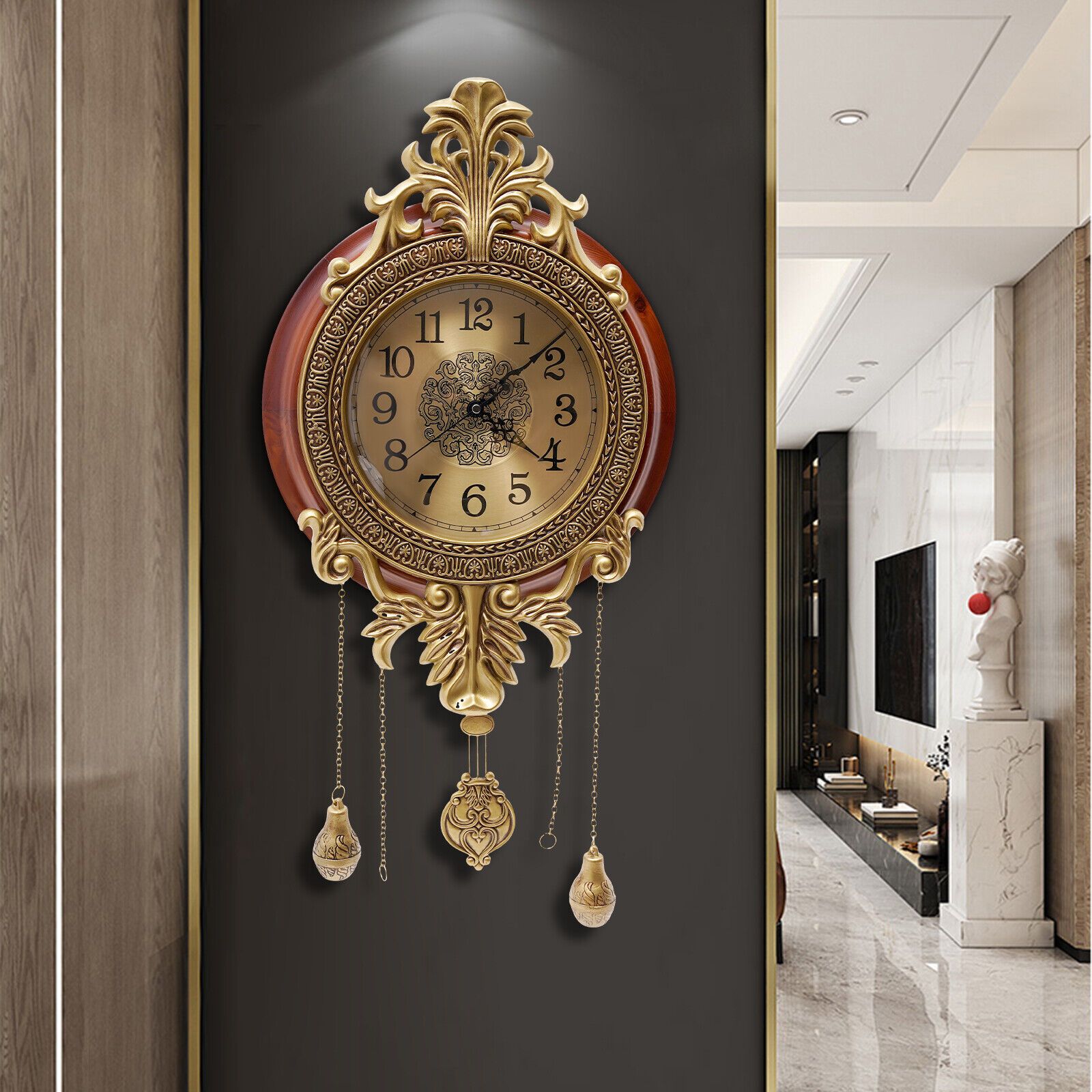 HORLOGE MURALE RONDE sans tic-tac pour l'intérieur et l'extérieur, EUR