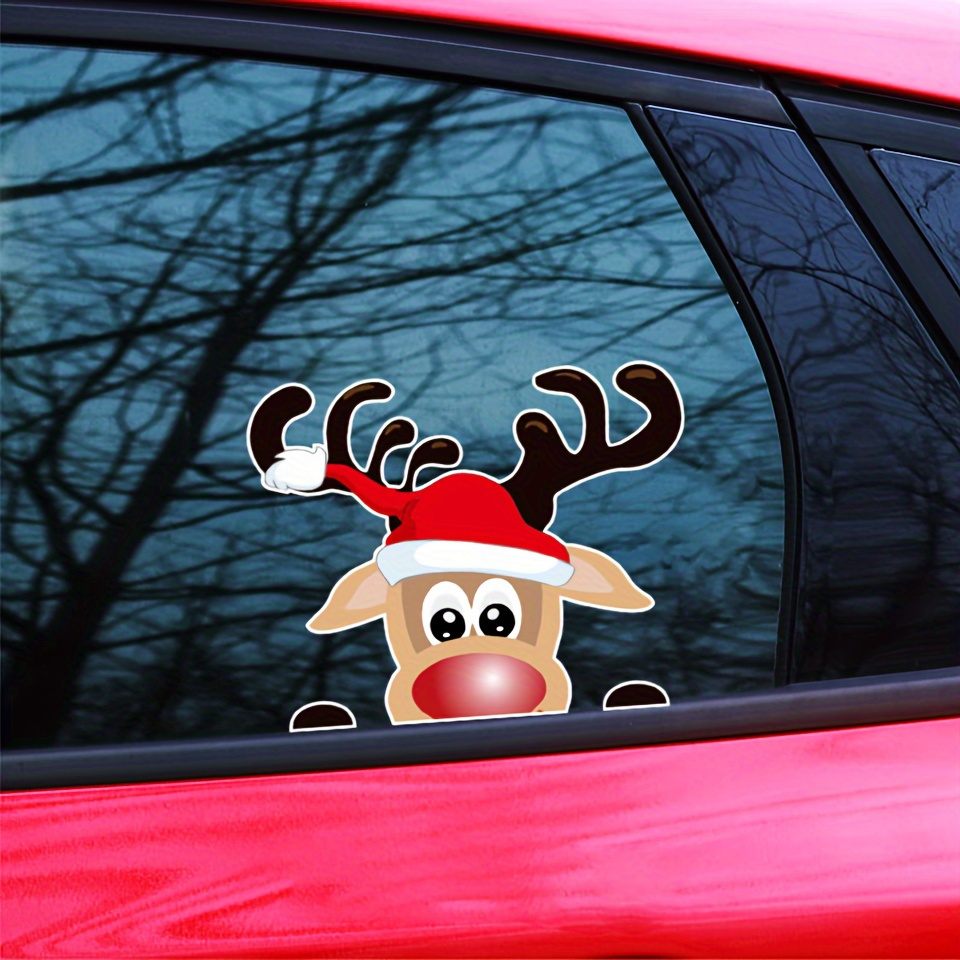 

2 Pieces, Christmas Reindeer Car Window Stickers, Car Glass Decoration Stickers