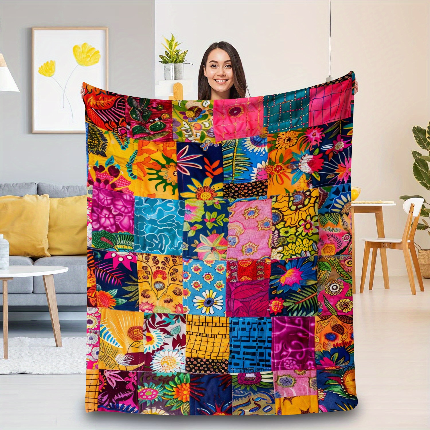 

Patchwork Blanket - , & For , Bed, , And