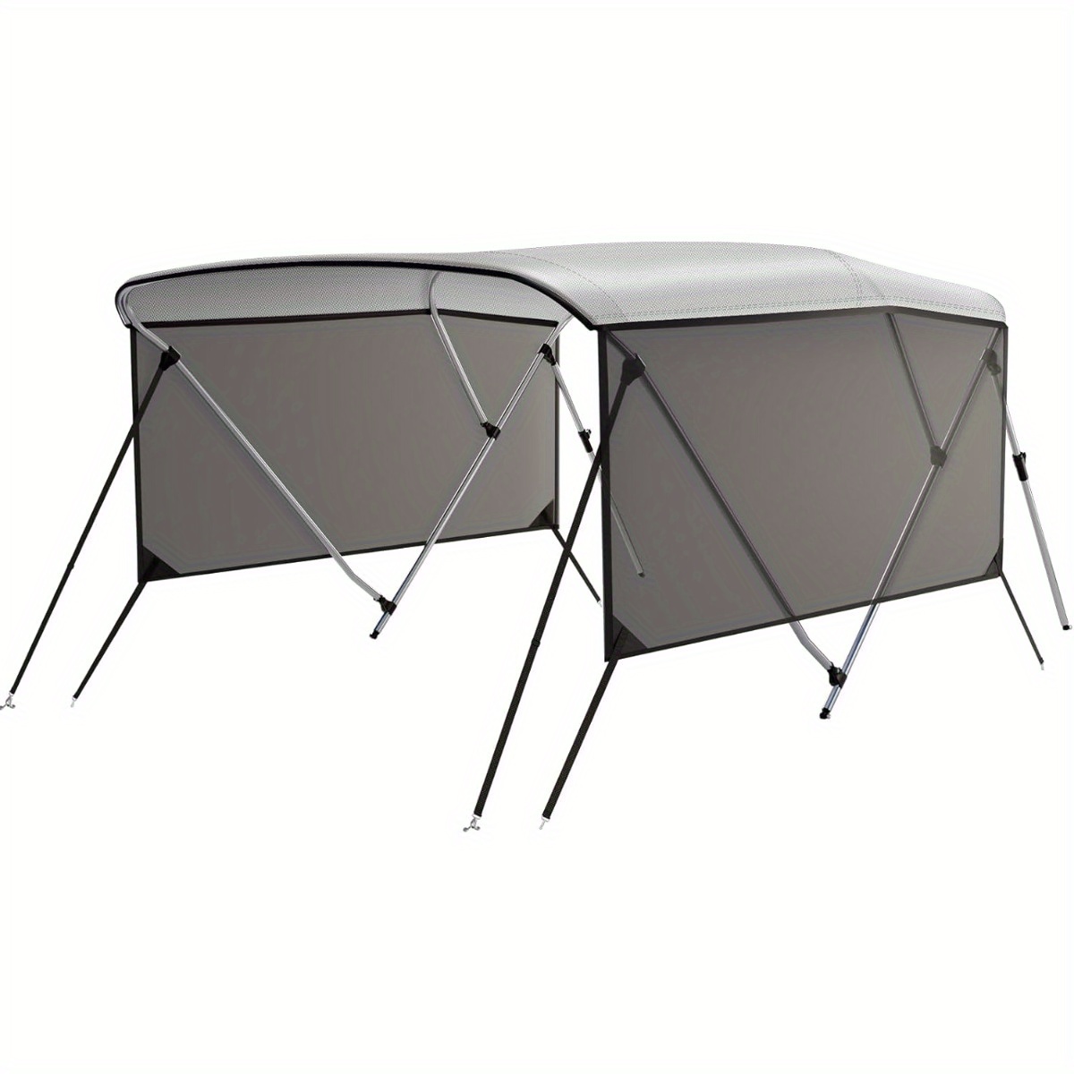 

3 Bow Bimini Tops With Mesh Support Poles For Boats, Marine Grade Canvas Top Includes 2 Straps Storage Boot