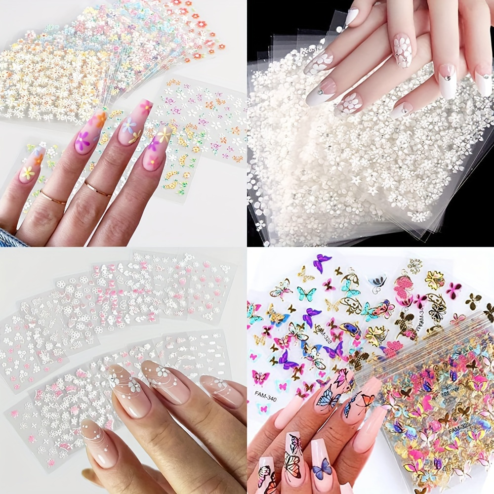 TEMU 120pcs Spring Nail Art Stickers - Designs For Women & Girls - Effortless Water Transfer, Long-lasting Adhesive.fashionable Decorations For Any Occasion