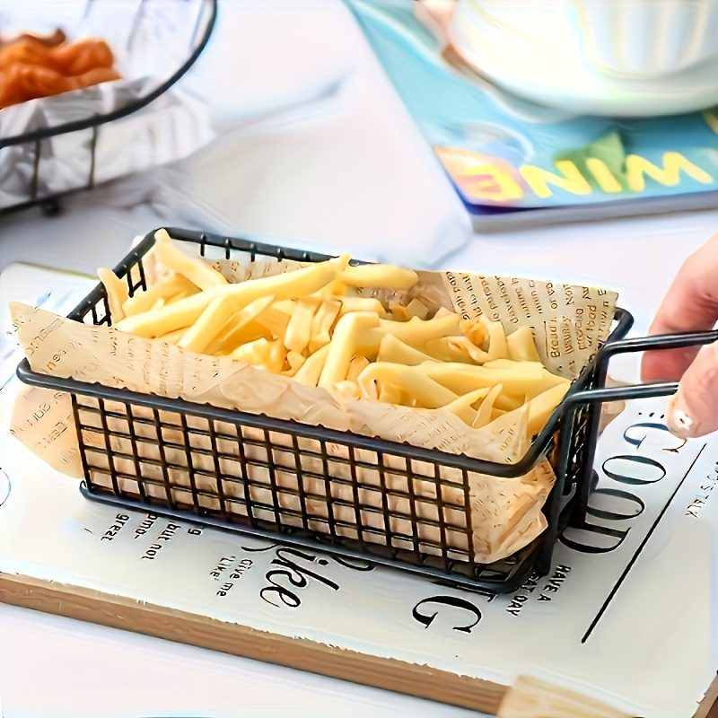 

Stainless Steel Snack Basket: Creative American Style, Line Design, Durable Restaurant Quality Food Service Tray, Suitable For Appetizers, French Fries, Fried Chicken