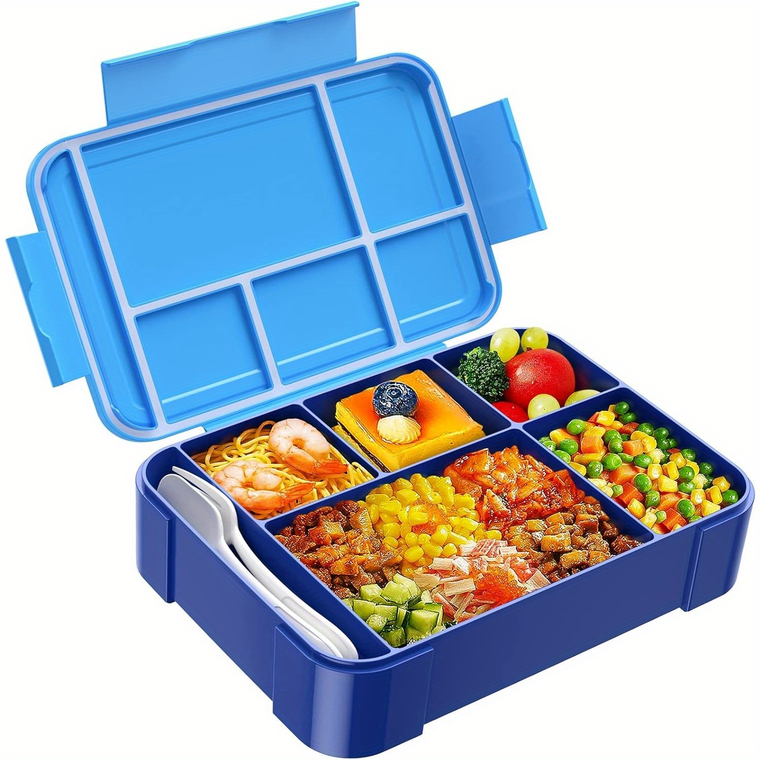 Leak-proof 6-compartment Bento Lunch Box With Utensils - Microwave Safe, Perfect For School & Travel, Random Styles,back To School