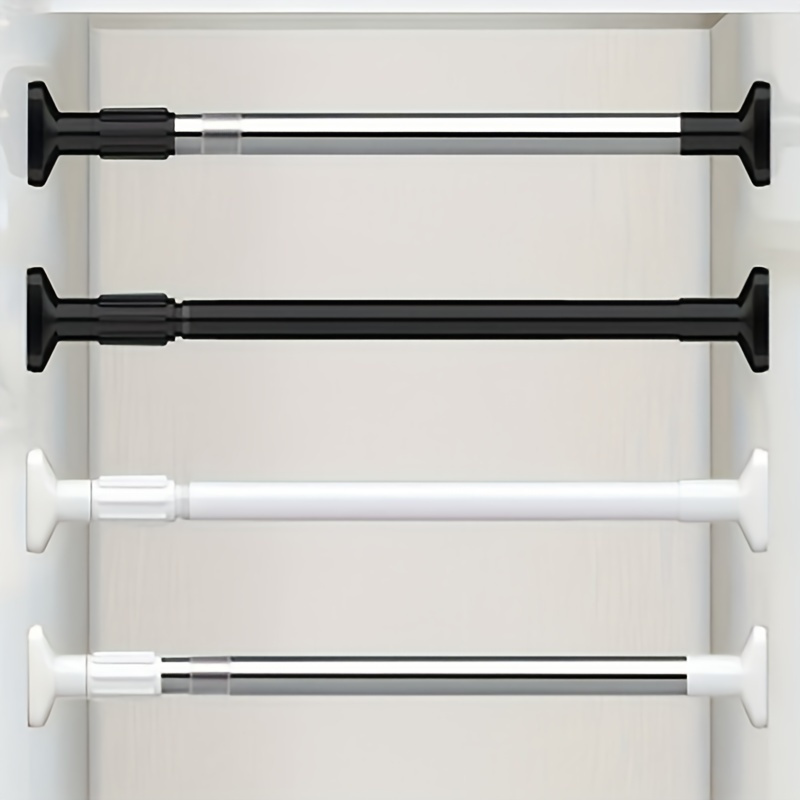 TEMU Easy-install Adjustable Stainless Steel Tension Rod - No-drill, Organizer For Shower, Doors & Clothing Support