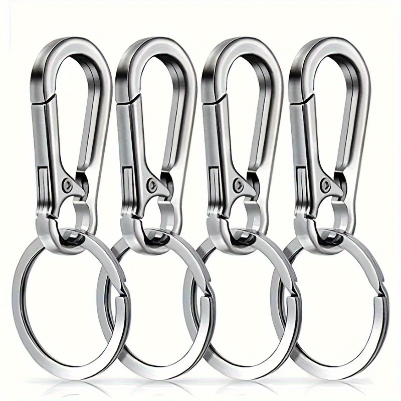 

4 Stainless Steel Key Chains With Key Rings, Heavy Duty Key Holder, Suitable For Car Keys, Safe And Fast Locking, For Men