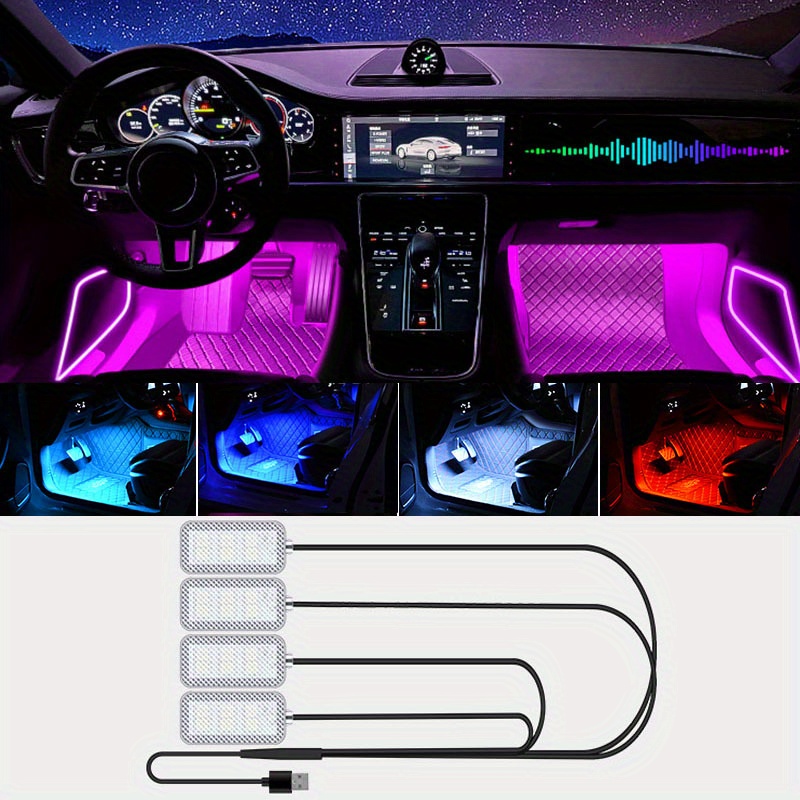 

Usb-powered Led Car Foot Lights - Monochrome Atmosphere Lighting For All Gm Models,