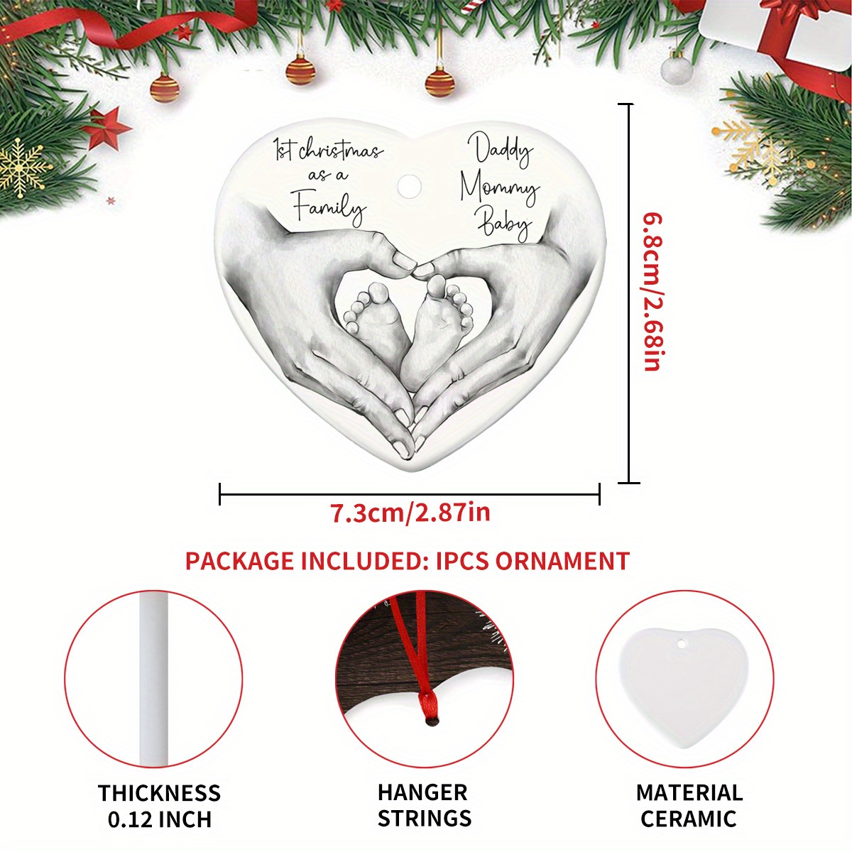 christmas a family heart ceramic ornament keepsake Temu United