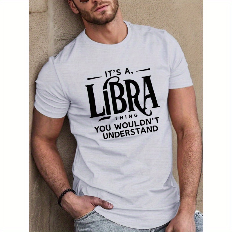 

Plus Size Men's Summer T-shirt, Libra Thing Graphic Print Short Sleeve Tees Trend Casual Tops For Daily Life, Big & Tall Guys