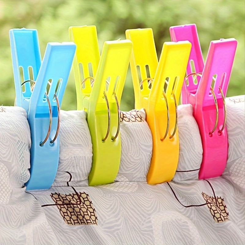 

4pcs Extra Large Beach Towel Clips - Durable Plastic, Ideal For Pool & Lawn Chairs, Securely Hold Oversized Adult Towels